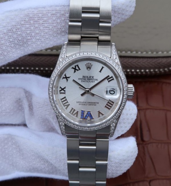 Rolex DateJust 31mm 178383 Diamonds Bezel Roman Markers White Dial A2235