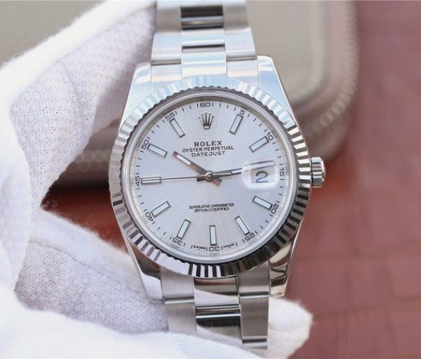 Rolex DateJust 41mm 126334 Noob Fluted Bezel Silver Dial Stick Markers Bracelet A3235