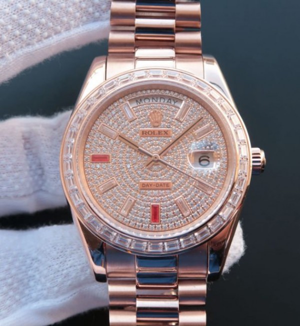 Rolex Noob Day-Date 218399 RG Full Diamonds A3255