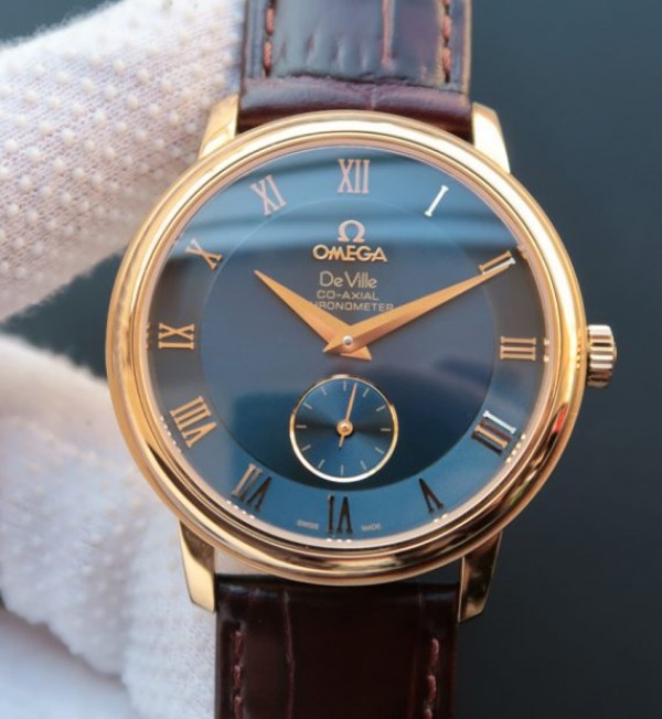 Omega MKF De Ville 39mm RG Co-Axial Blue Dial Brown Leather A2202