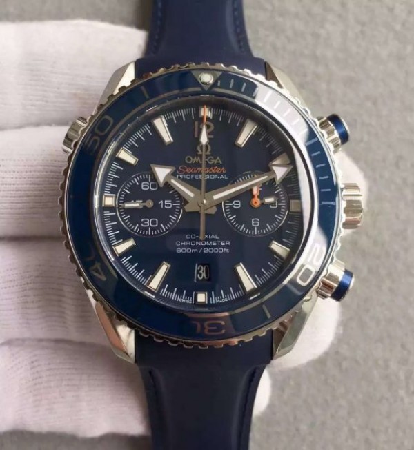 Omega Seamaster Professional Chronograph Blue Bezel Blue Dial Rubber Strap A9900