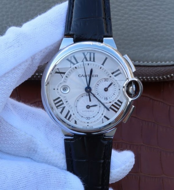 Cartier Ballon Bleu De Cartier Chrono SS White Dial A8101