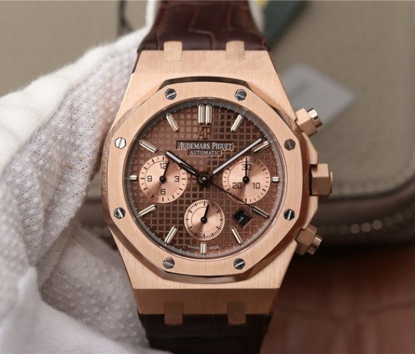 Audemars Piguet ROYAL OAK Royal Oak Chronograph 26331 RG Brown Dial Leather Strap A7750