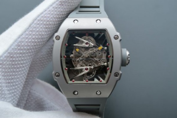 Richard Mille RM027 SS Skeleton Dial Gray Inner Bezel Gray Rubber Strap 6T51