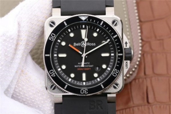 Bell & Ross BR 03-92 Diver SS Black Dial Rubber Strap MIYOTA 9015