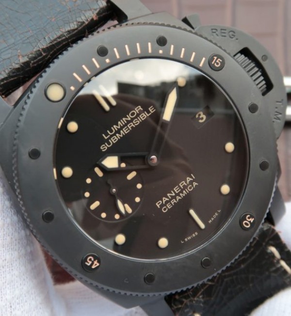 Panerai XF PAM508 Real Ceramic Black Distressed Calfskin Strap