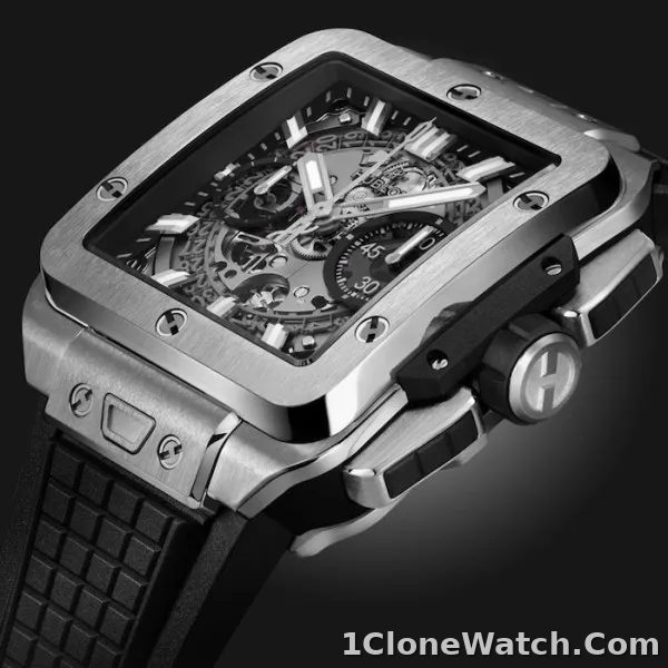 Hublot Square Bang Men Automatic Skeleton Rubber Watch 821.NX.0170.RX
