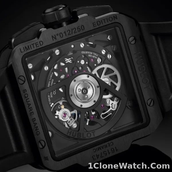 Hublot Square Bang Men Automatic Skeleton Rubber Watch 821.CX.0140.RX