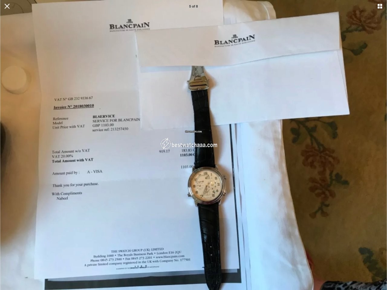 Blancpain Leman Reveil GMT Mens watch Unisex Automatic White gold 2841-1542-53b - gallery