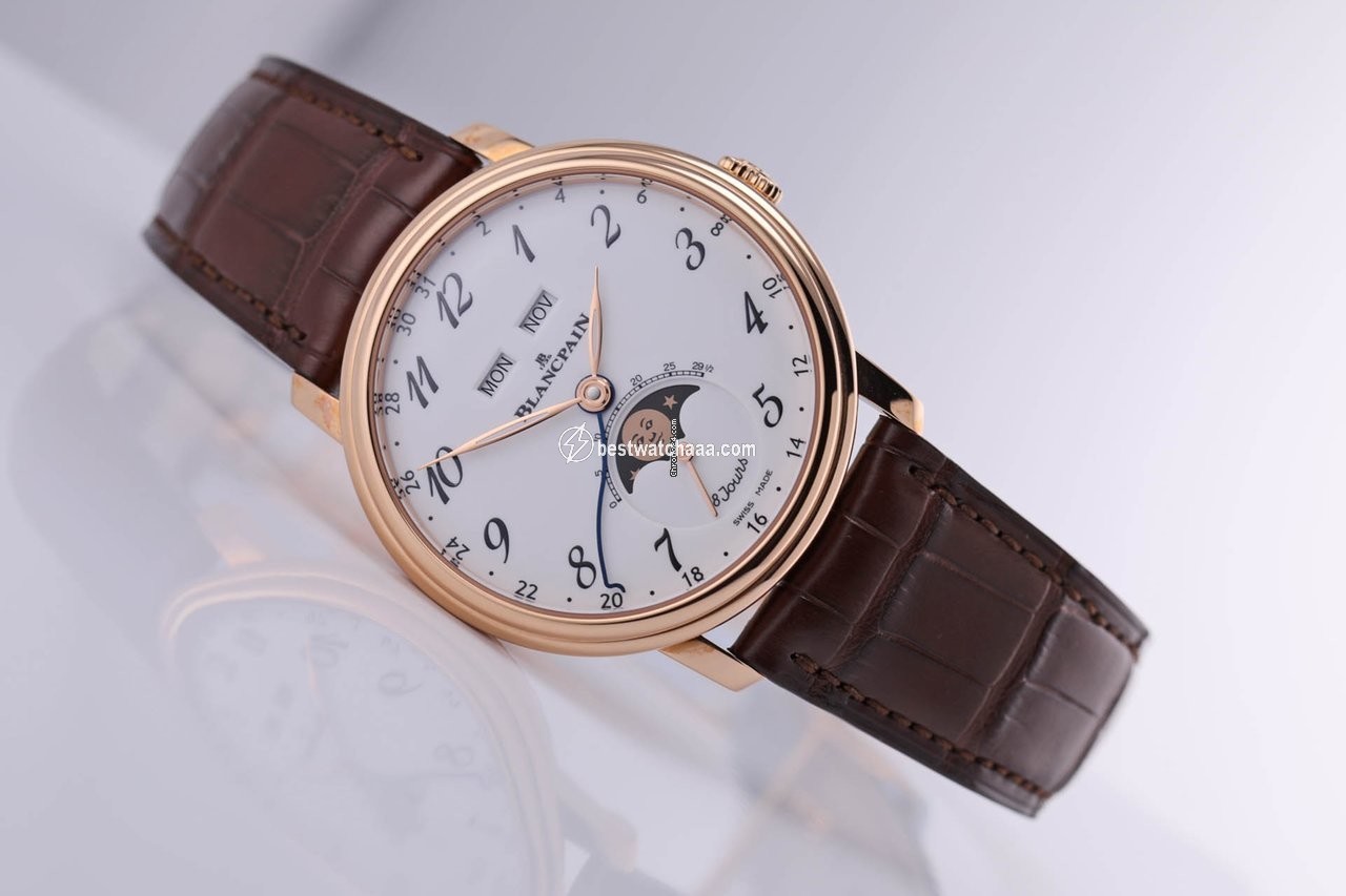 Blancpain Villeret Quantieme Complet Mens watch Unisex Automatic Rose gold 6639A-3631-55B