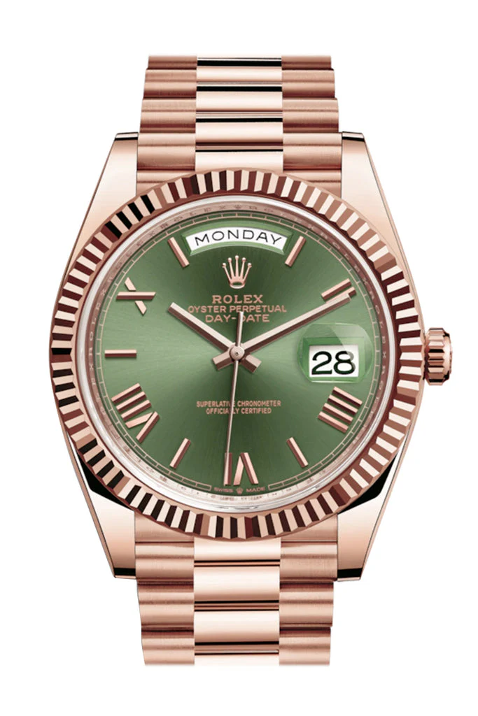 ROLEX DAY DATE GREEN DIAL SAPPHIRE CRYSTAL 40MM SWISS REPLICA 228235.6