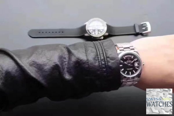ROLEX DAY DATE BLACK DIAL SAPPHIRE CRYSTAL 41MM SWISS REPLICA 118239.1 - gallery