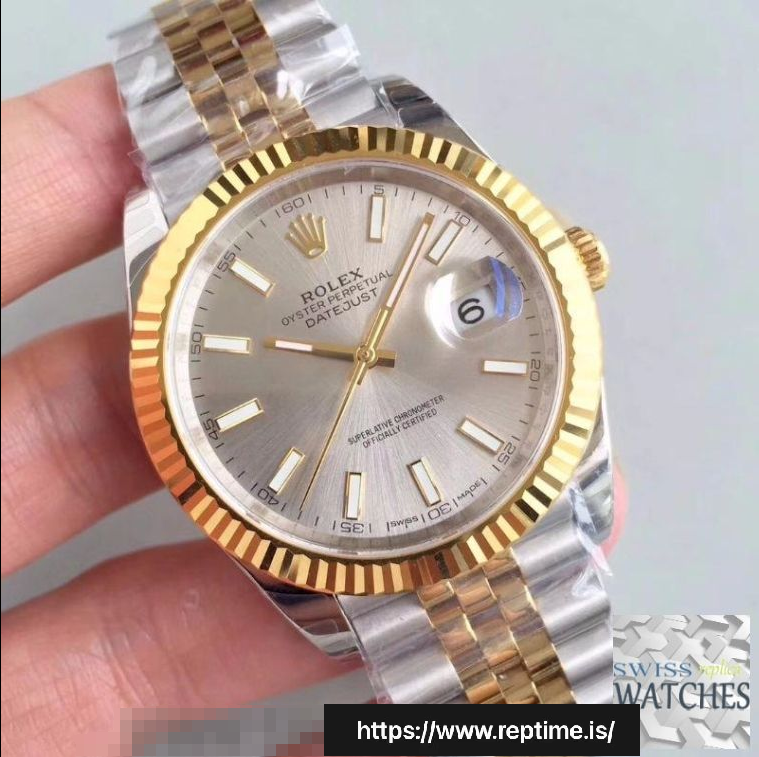 ROLEX DATEJUST SILVER DIAL SAPPHIRE CRYSTAL 41MM SWISS REPLICA m126333.0004 - gallery