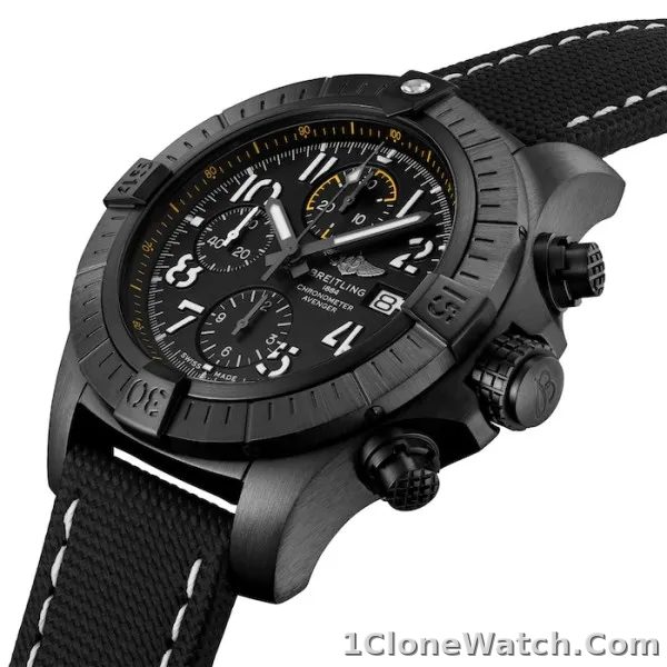 Breitling Avenger Men Automatic Black Leather Watch V13317101B1X2