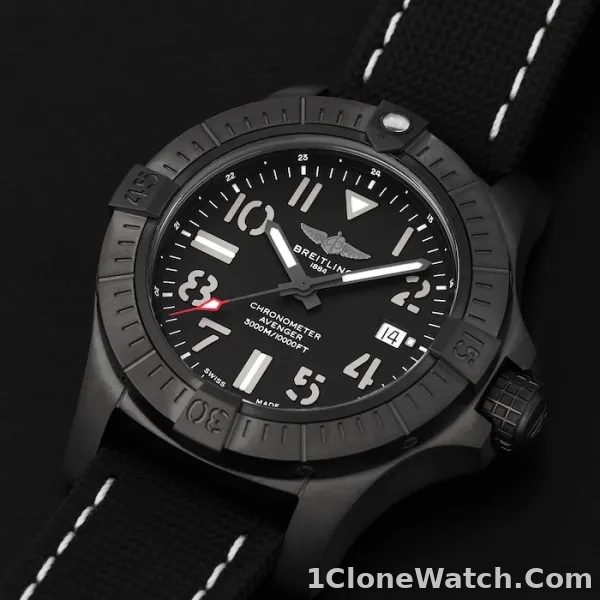Breitling Avenger Men Automatic Black Leather Watch V17319101B1X2