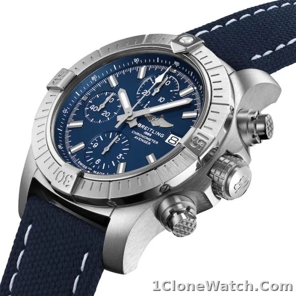 Breitling Avenger Men Automatic Blue Leather Watch A13385101C1X2