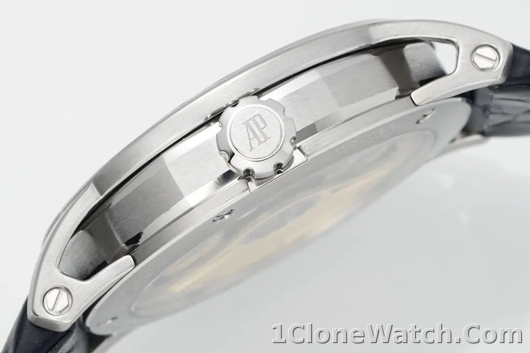 watch Audemars Piguet CODE 11.59 Blue Dial Three-Hand Automatic Watch with Leather Strap - detail
