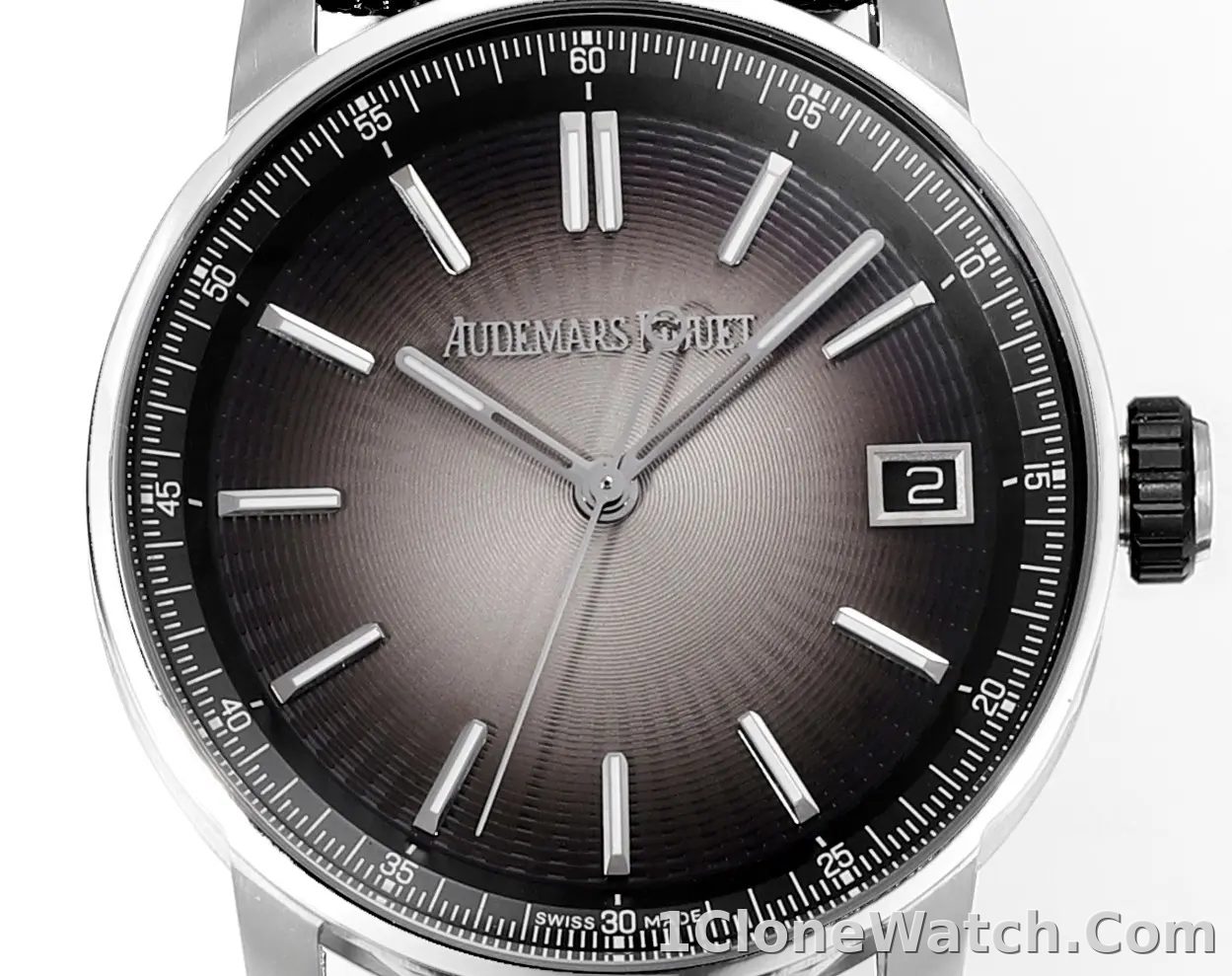 watch Audemars Pigeut CODE 11.59 Smoke Grey Dial Stainless Steel Case Black Fabric Strap Automatic Watch 41mm