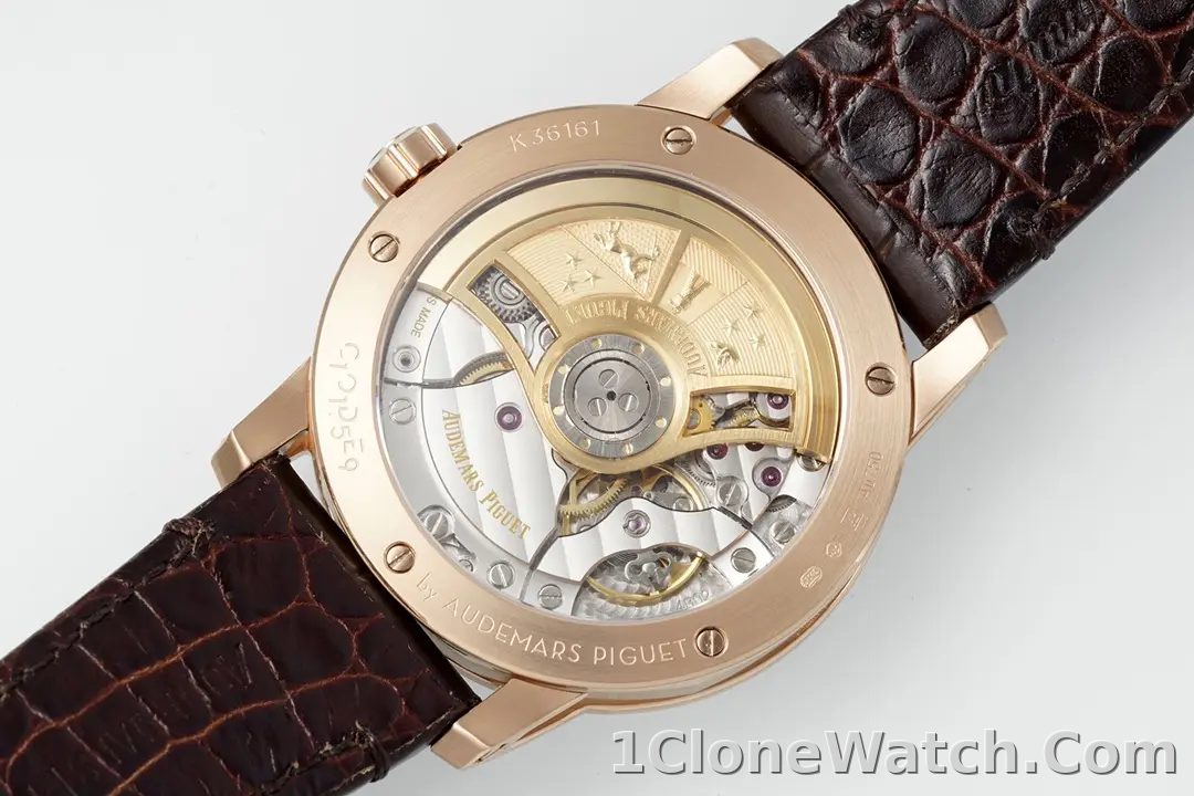 watch Audemars Piguet CODE 11.59 Blue Dial Three-Hand Automatic Watch   41mm Rose Gold Case with Brown Leather Strap