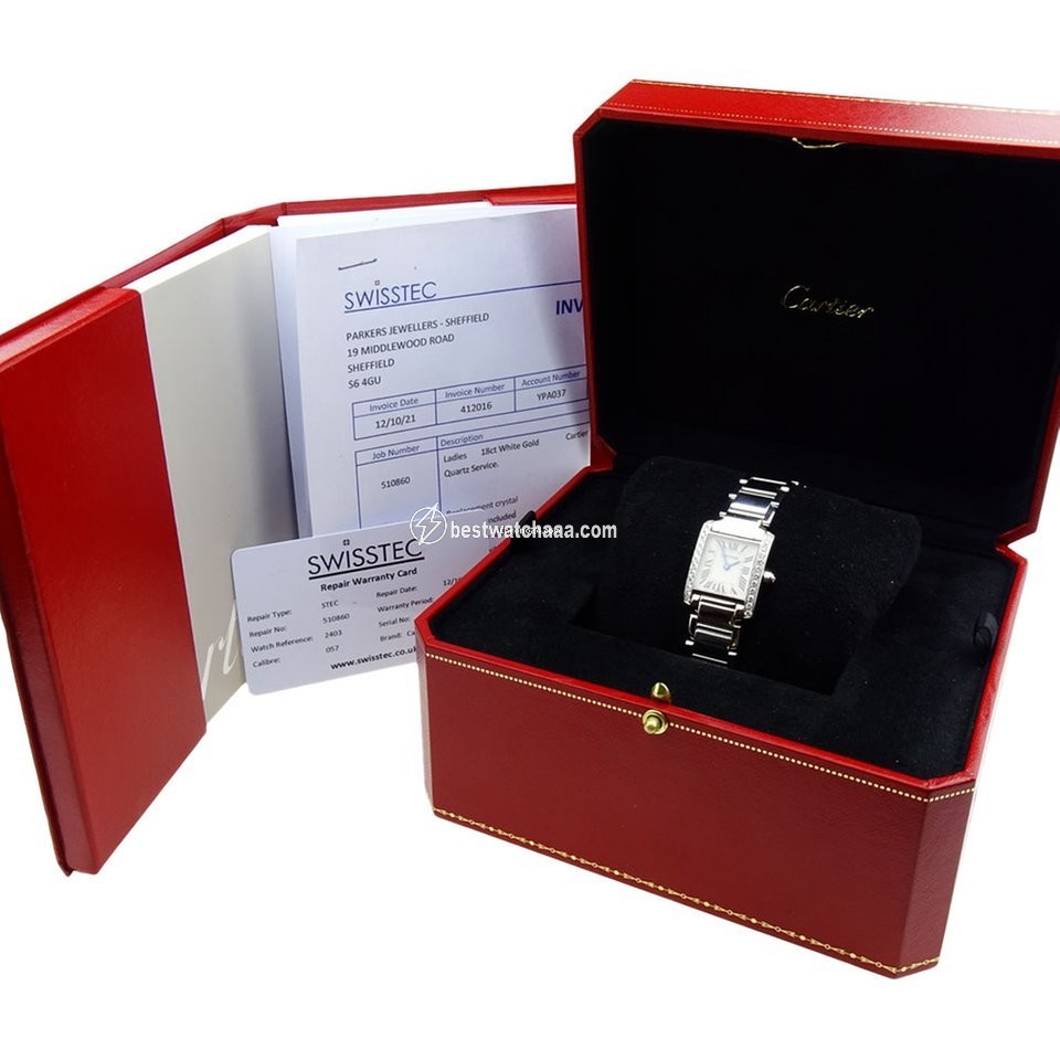 Cartier Tank Francaise Mens watch Unisex Quartz White gold WE1002SE - gallery
