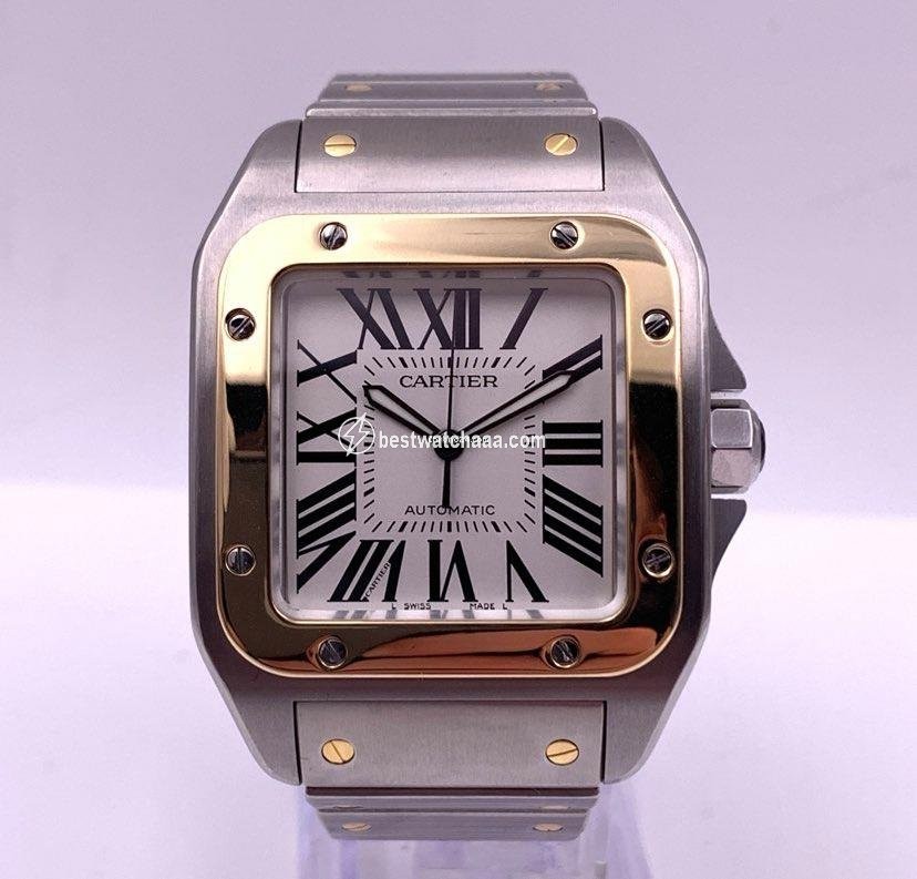 Cartier Santos 100 Mens watch Unisex Automatic Gold Steel W200728G