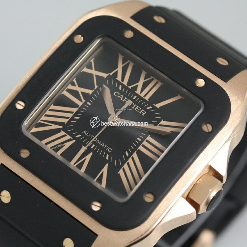 Cartier Santos 100 Mens watch Unisex Automatic Rose gold W20124U2