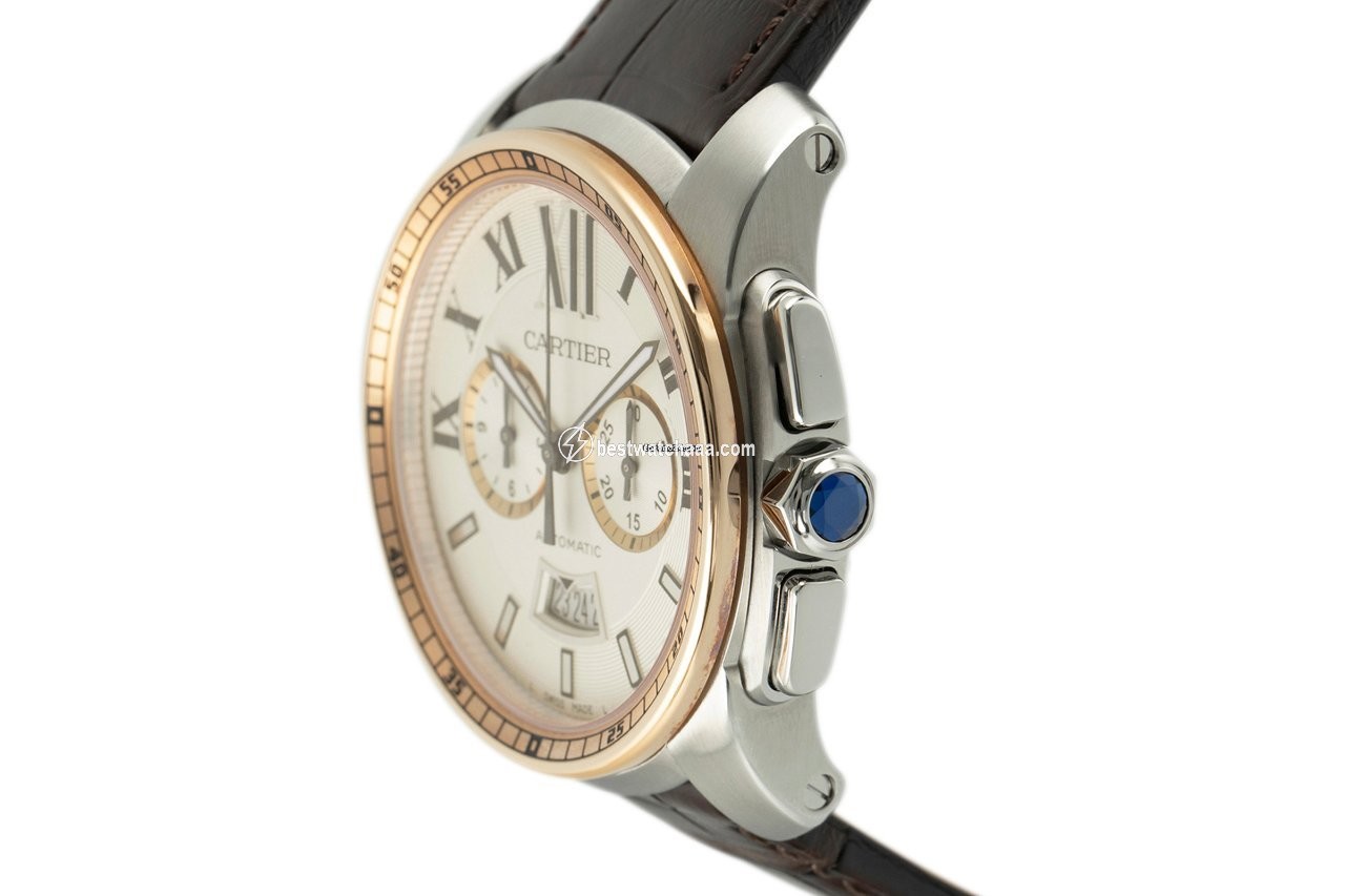 Cartier Calibre de Cartier Chronograph Mens watch Unisex Automatic Gold Steel W7100043 - gallery