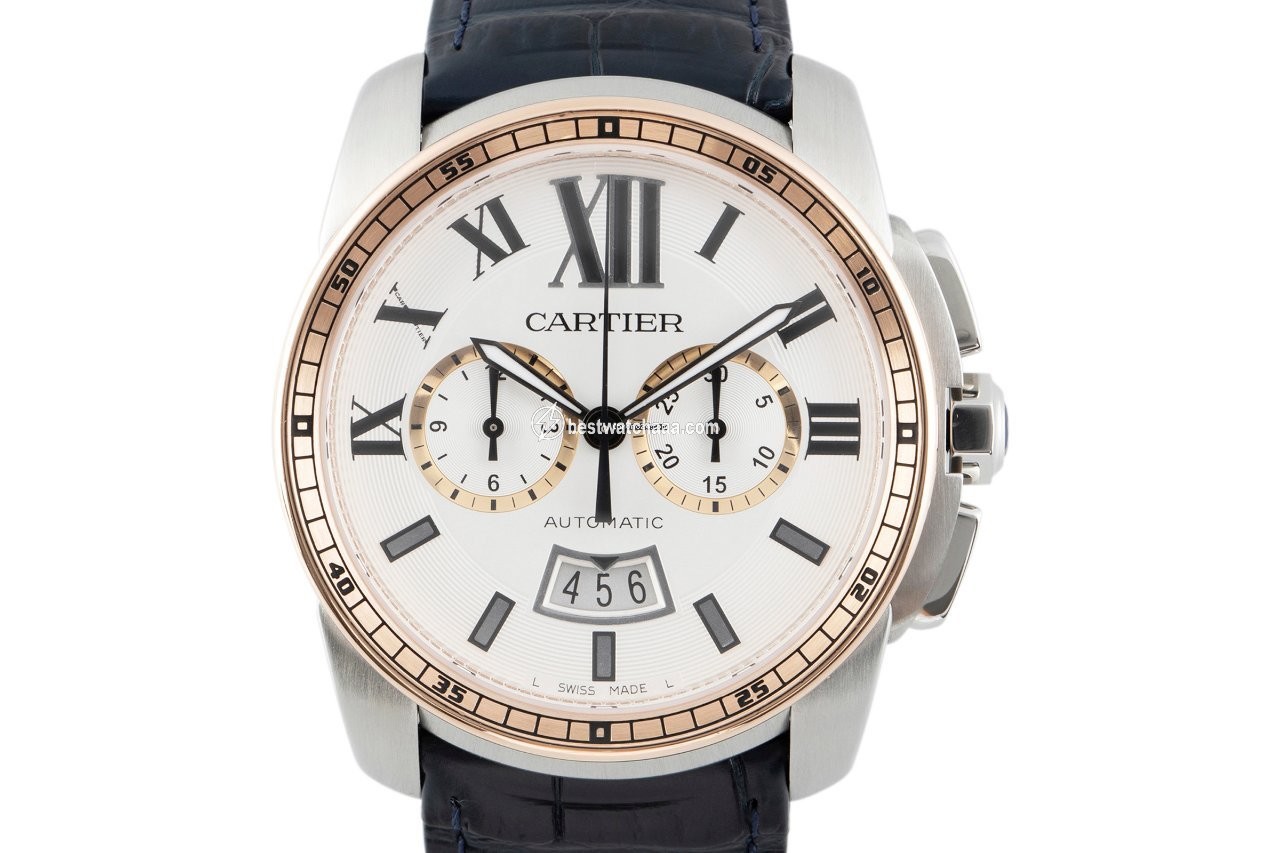 Cartier Calibre de Cartier Chronograph Mens watch Unisex Automatic Gold Steel W7100042