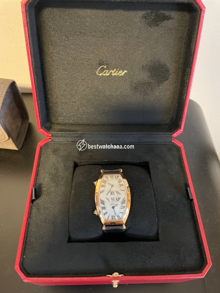 Cartier Tonneau Mens watch Unisex Manual winding Rose gold Cartier 2805 CPCP - gallery