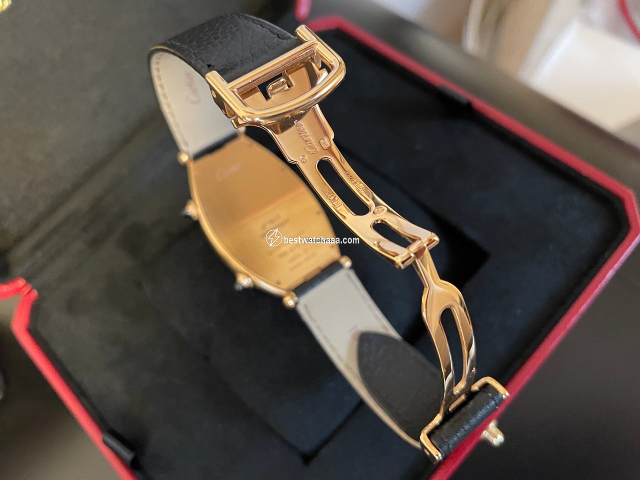 Cartier Tonneau Mens watch Unisex Manual winding Rose gold Cartier 2805 CPCP - gallery