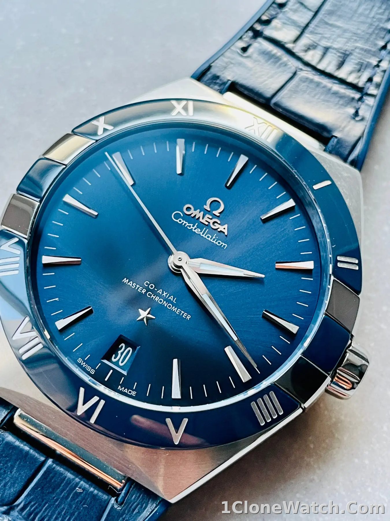Omega Constellation Men Automatic Blue Leather Watch O13133412103001 - detail