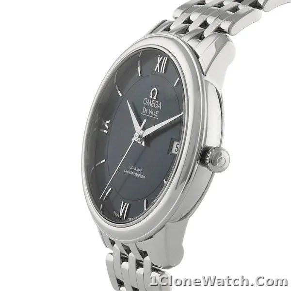 Omega De Ville Men Automatic Blue Stainless Steel Watch O42410402003001