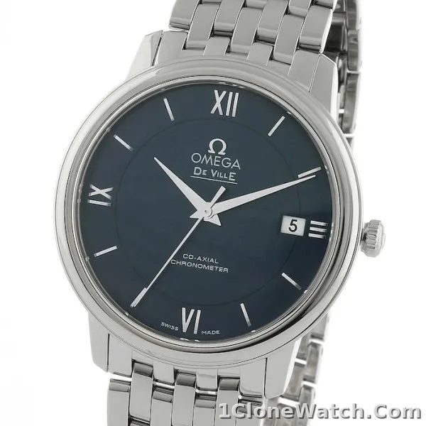 Omega De Ville Men Automatic Blue Stainless Steel Watch O42410402003001