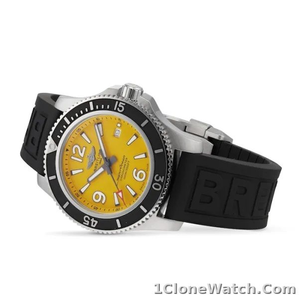 Breitling Superocean Men Automatic Yellow Rubber Watch A17367021I1S2