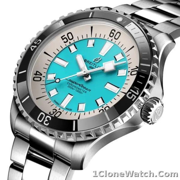 Breitling Superocean Men Automatic Turquoise Stainless Steel Watch A17376211L2A1
