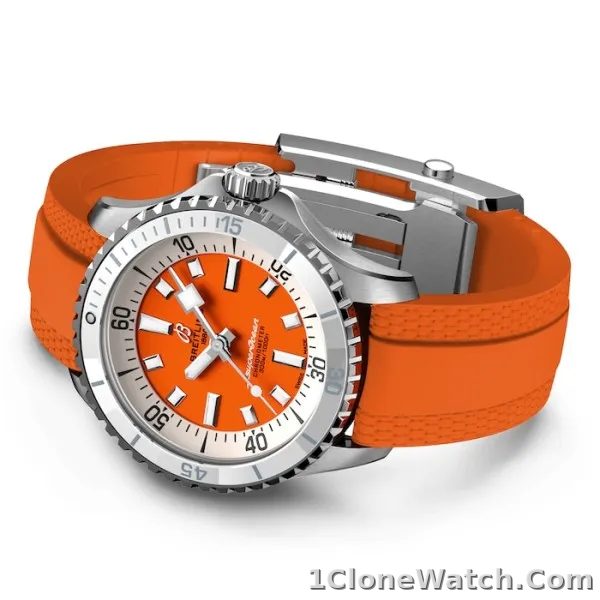 Breitling Superocean Unisex Automatic Orange Rubber Watch A17377211O1S1