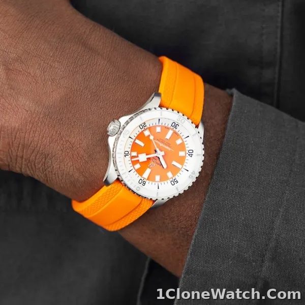 Breitling Superocean Unisex Automatic Orange Rubber Watch A17377211O1S1