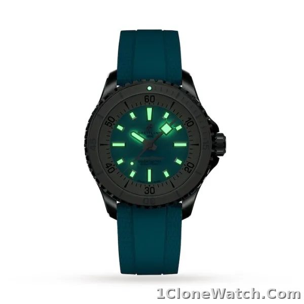 Breitling Superocean Unisex Automatic Turquoise Rubber Watch A17377211C1S1