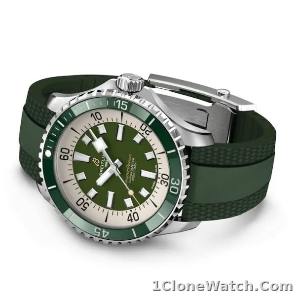 Breitling Superocean Men Automatic Green Rubber Watch A17376A31L1S1