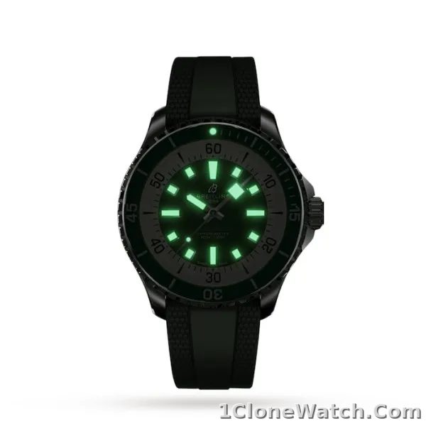 Breitling Superocean Men Automatic Green Rubber Watch A17376A31L1S1