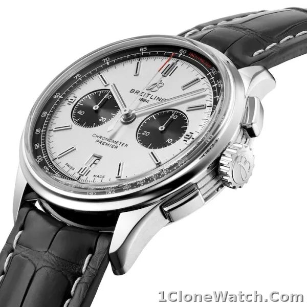 Breitling Premier Men Automatic Black Crocodile Watch AB0118221G1P1