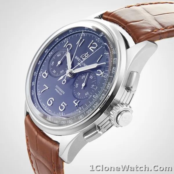 Breitling Premier Men Blue Alligator Watch AB1510171C1P1