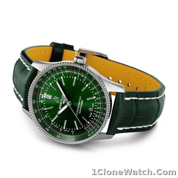 Breitling Navitimer Men Automatic Green Alligator Watch A17326361L1P2
