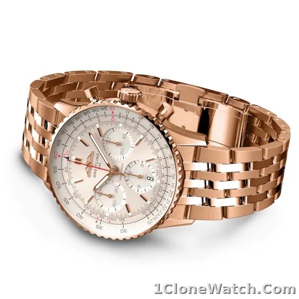 Breitling Navitimer Men Automatic Silver 18ct Rose Gold Watch RB0139211G1R1