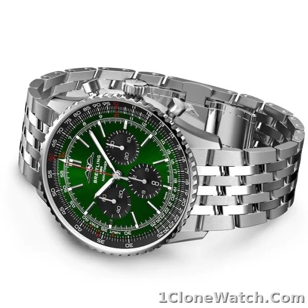Breitling Navitimer Men Automatic Green Stainless Steel Watch AB0137241L1A1