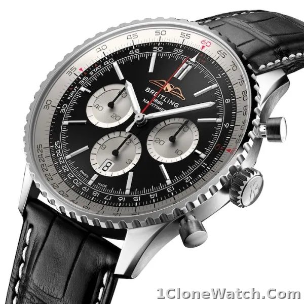 Breitling Navitimer Men Automatic Black Alligator Watch AB0137211B1P1