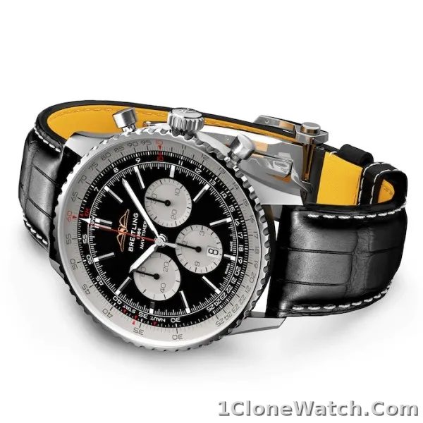 Breitling Navitimer Men Automatic Black Alligator Watch AB0137211B1P1