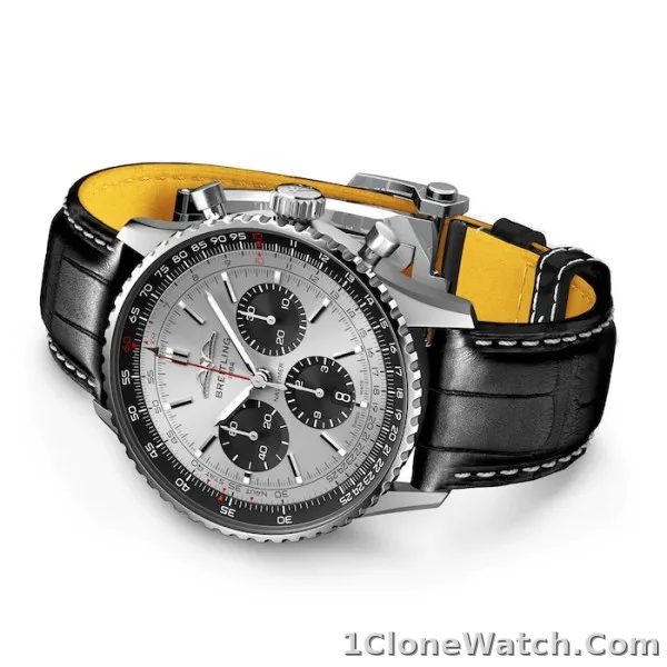 Breitling Navitimer Men Automatic Silver Alligator Watch AB0138241G1P1