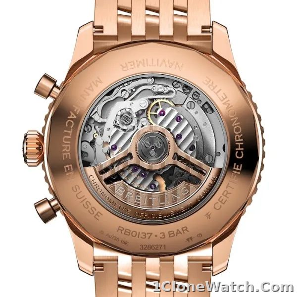 Breitling Navitimer Men Automatic Silver 18ct Rose Gold Watch RB0137241G1R1