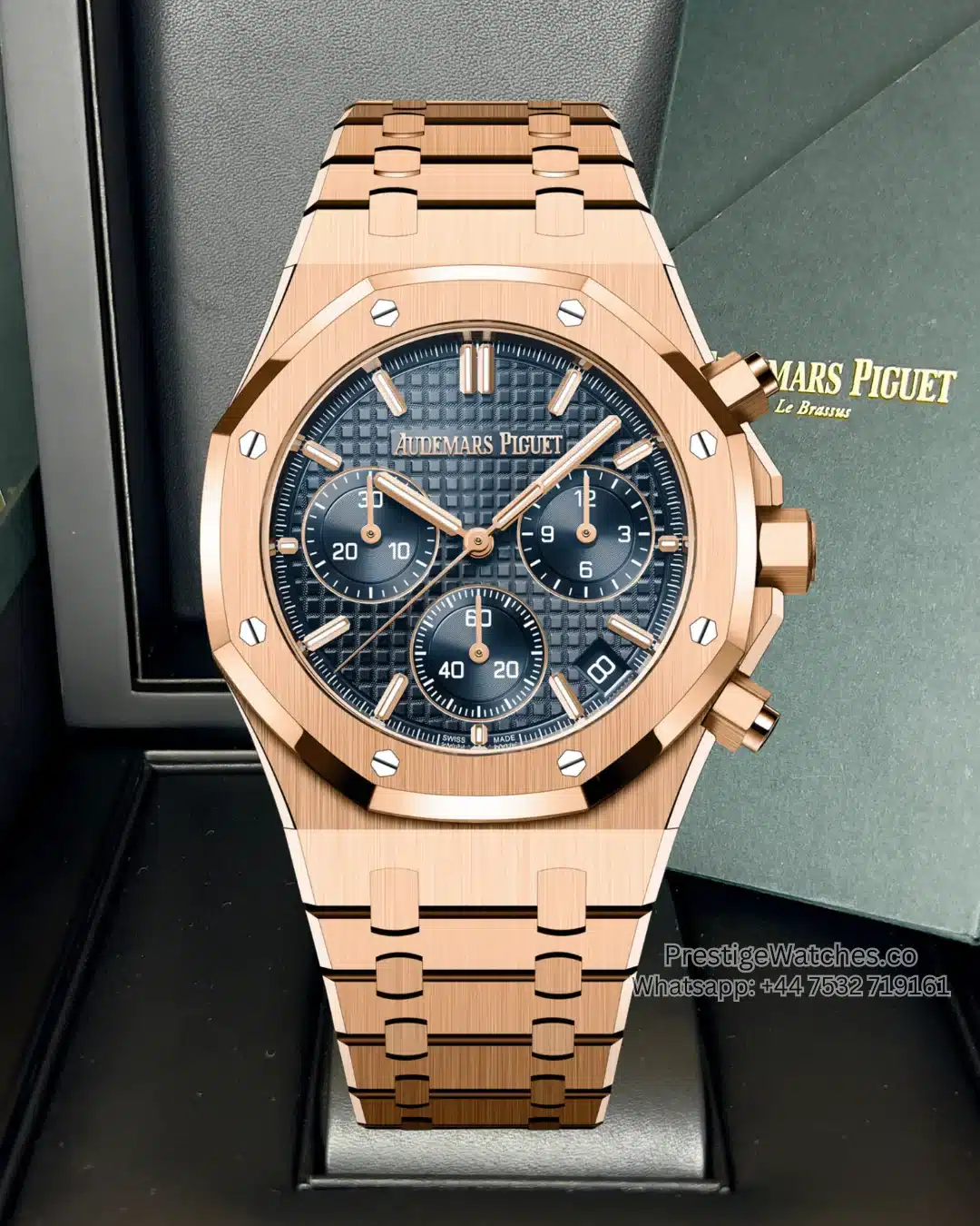 Audemars Piguet Royal Oak Super Clone Chronograph Rose Gold Blue Dial 26240